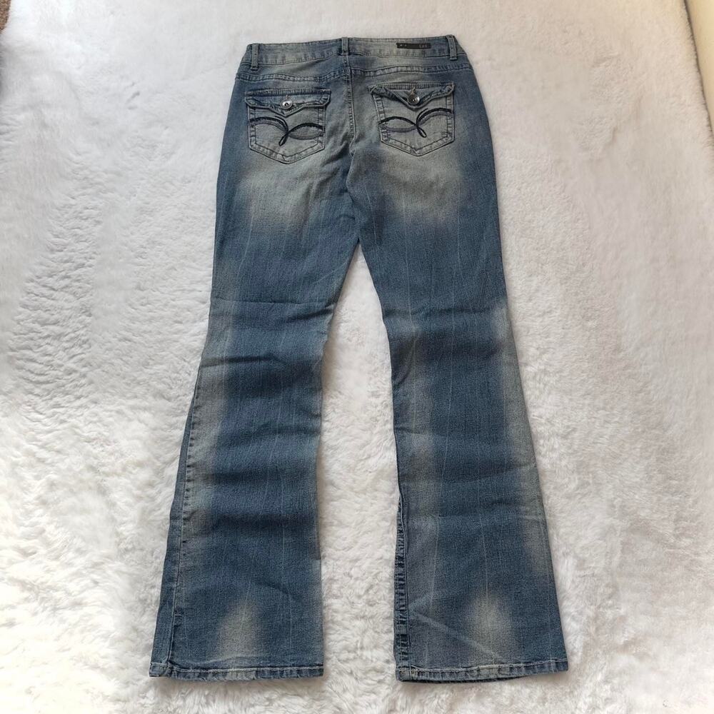LEI Jeans Junior’s Size 9 Ashley Low Rise Bootcut Flap Pocket Grunge Denim